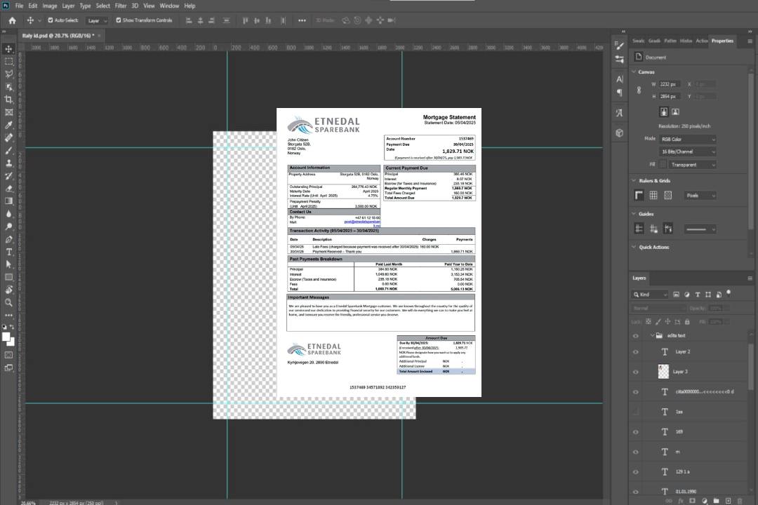 Modèle Word et PDF de relevé hypothécaire de la Norvège Etnedal Sparebank template Modèle Word et PDF de relevé hypothécaire de la Norvège Etnedal Sparebank template
